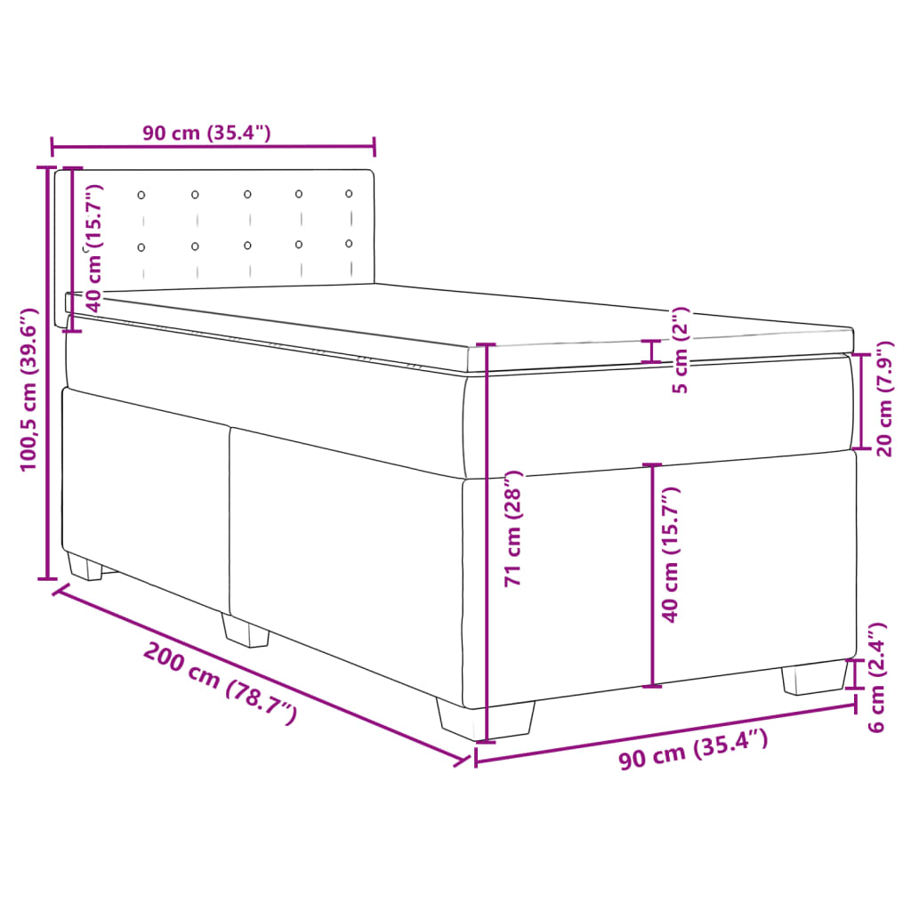 vidaXL Giroletto a Molle con Materasso Grgio 90x200 cm in Similpelle