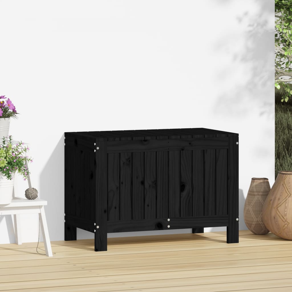 vidaXL Contenitore da Giardino Nero 76x42,5x54 cm Legno Massello Pino