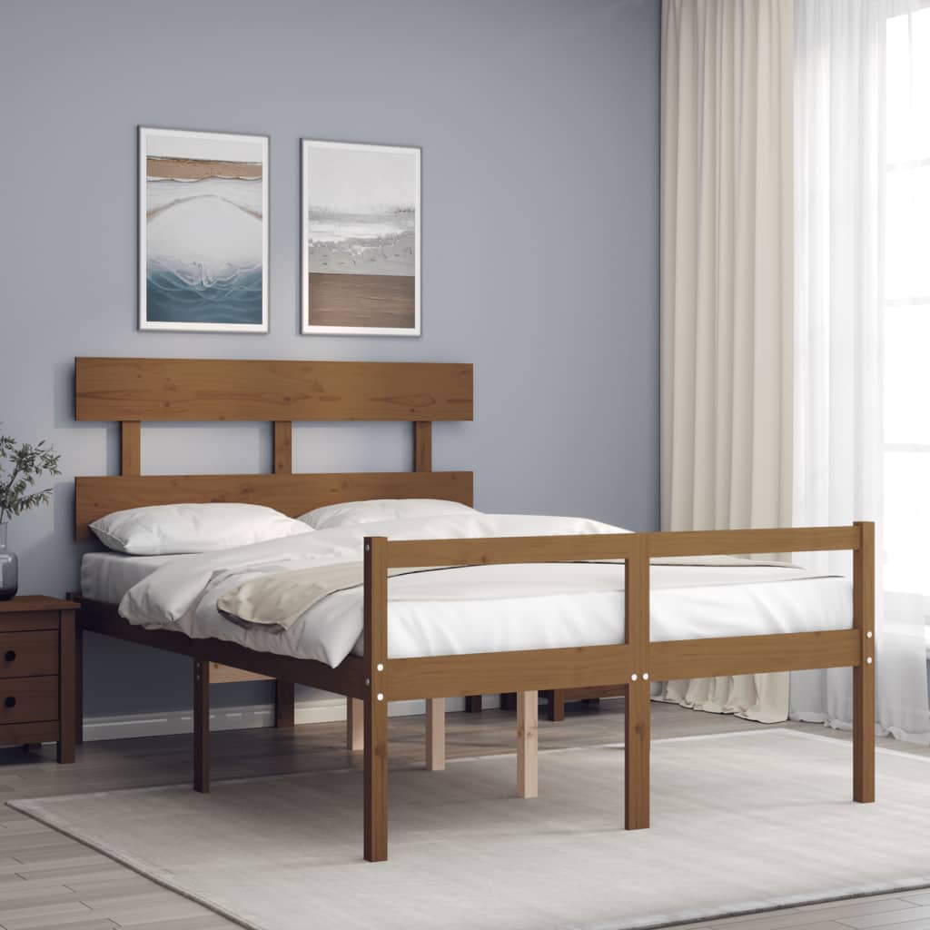 vidaXL Letto Anziani senza Materasso Ambrato 140x200cm Legno Massello