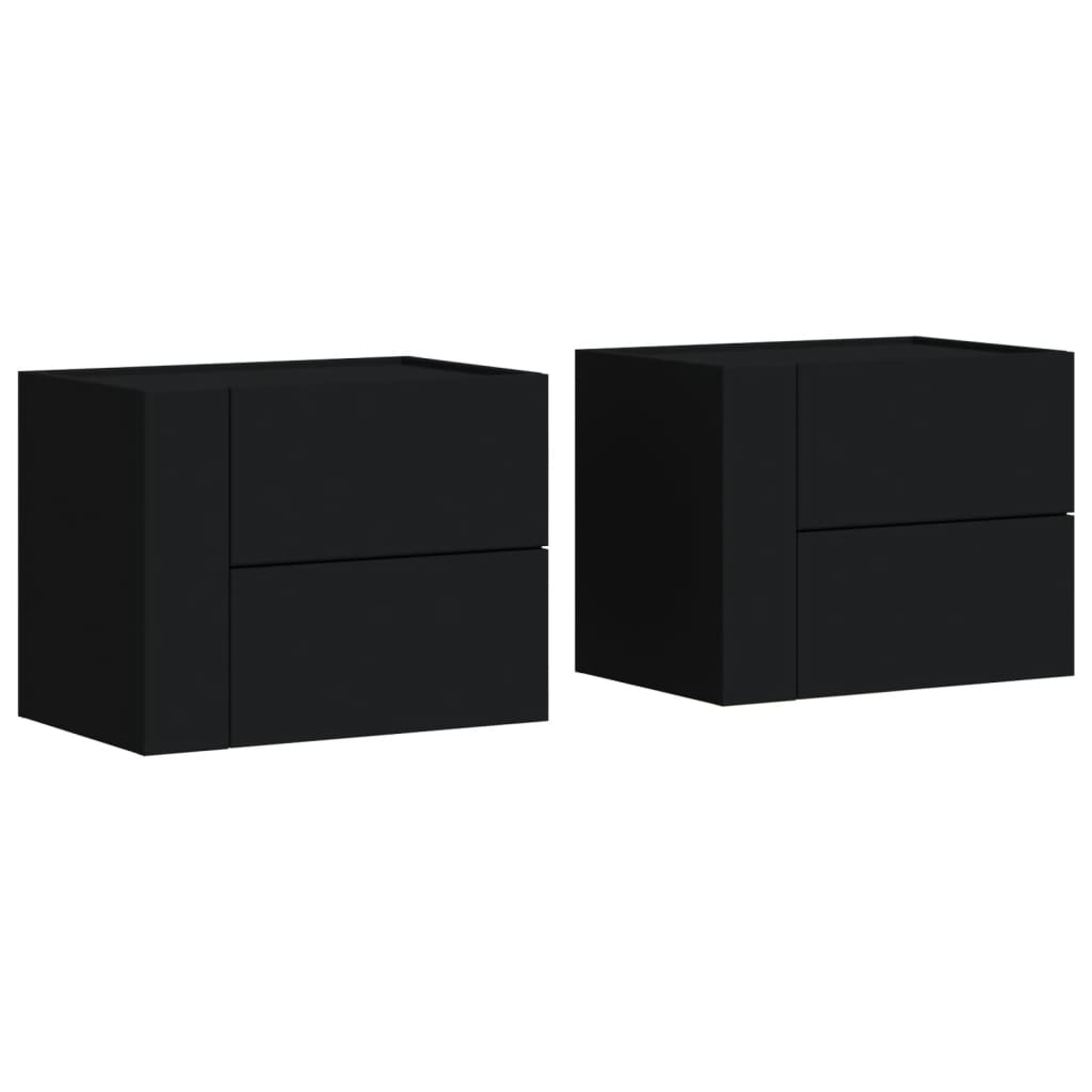 vidaXL Comodini a Muro 2 pz Nero 45x30x35 cm