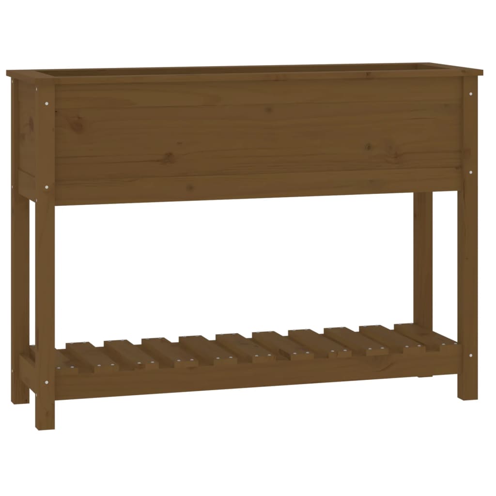 vidaXL Fioriera con Mensola Ambra 111,5x34,5x81 cm Legno Massello Pino