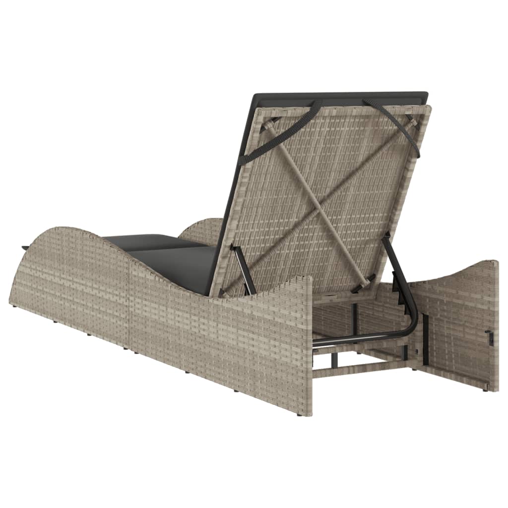 vidaXL Lettino con Cuscino Grigio Chiaro 60x205x73 cm in Polyrattan