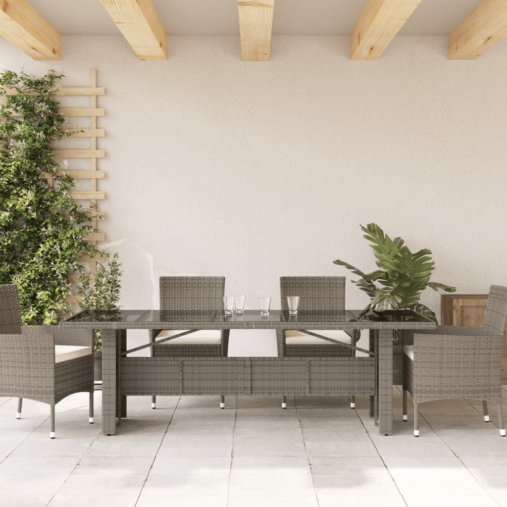 vidaXL Tavolo da Giardino Piano in Vetro Grigio 240x90x75cm Polyrattan