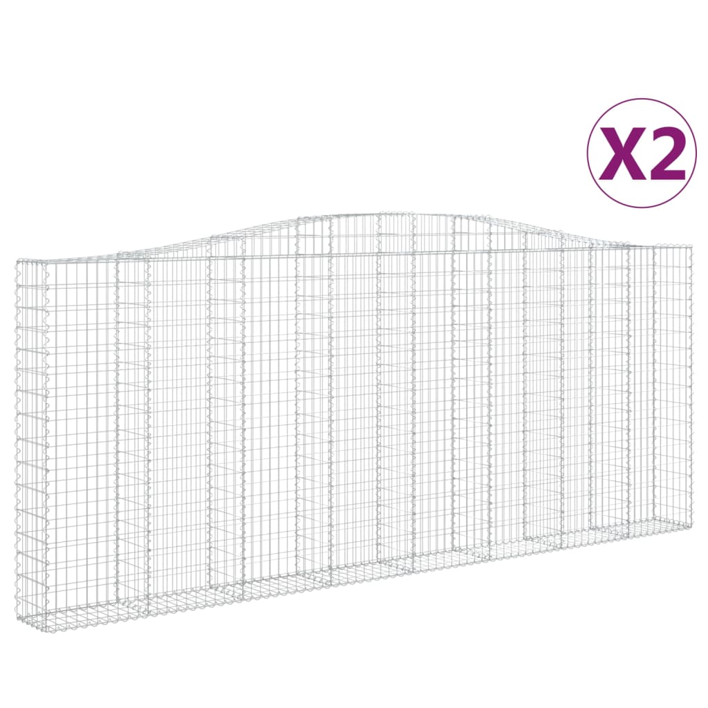 vidaXL Cesti Gabbioni ad Arco 2 pz 400x30x160/180 cm Ferro Zincato