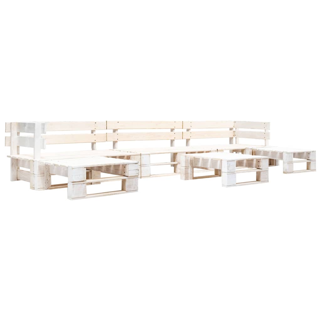 vidaXL Set Divani da Giardino su Pallet 6 pz in Legno Bianco