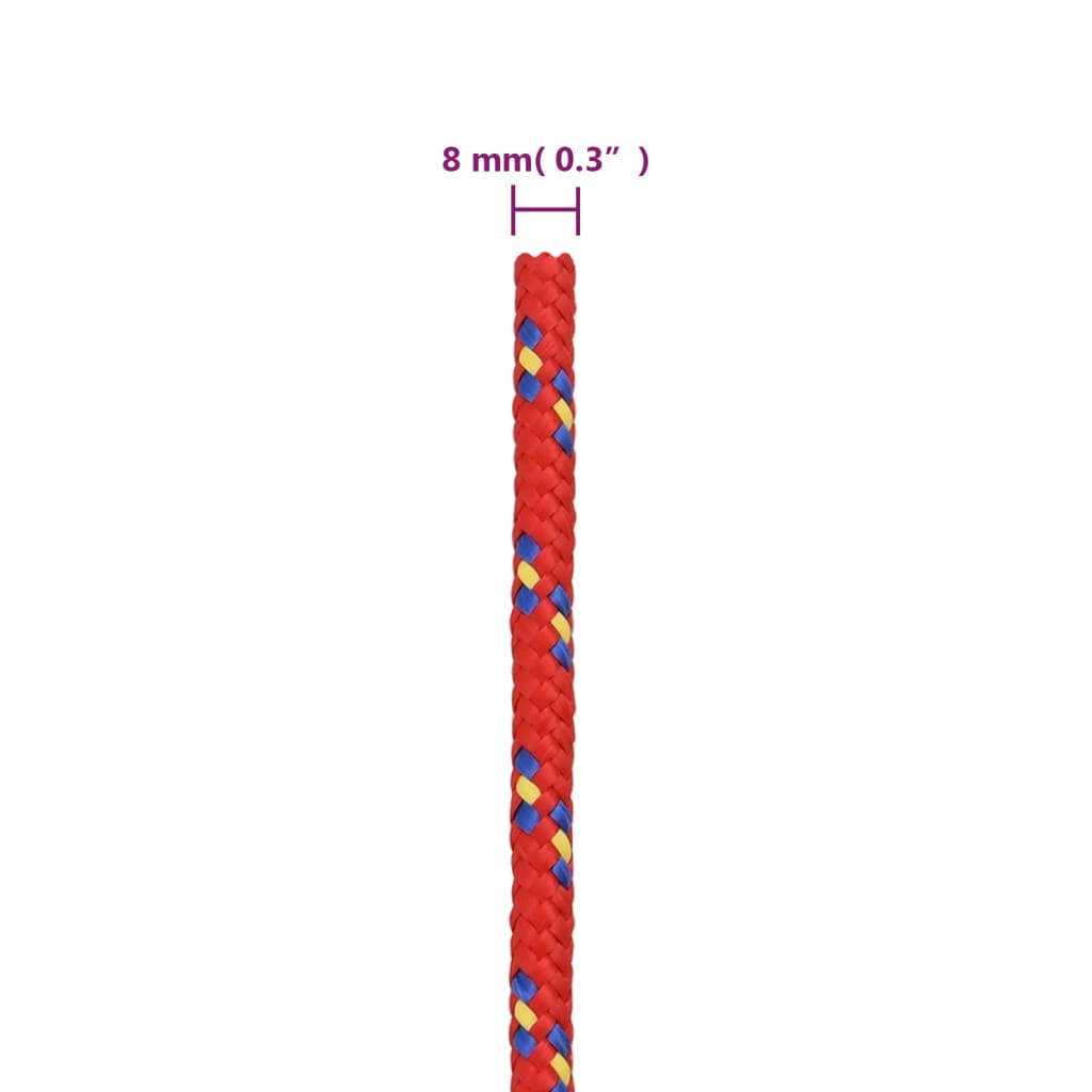 vidaXL Corda per barca Rossa 8 mm 25 m in Polipropilene