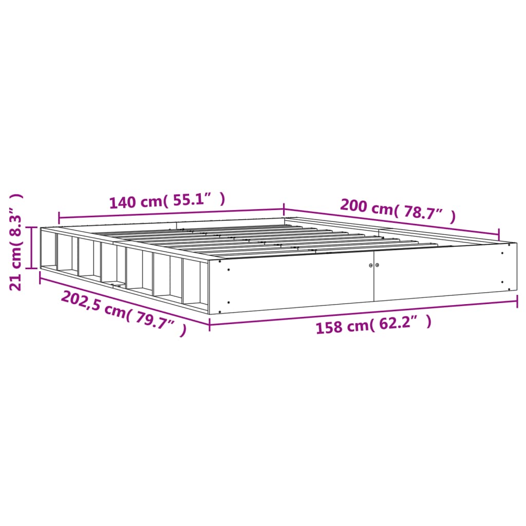 vidaXL Giroletto senza Materasso Marrone Cera 140x200cm Massello Pino