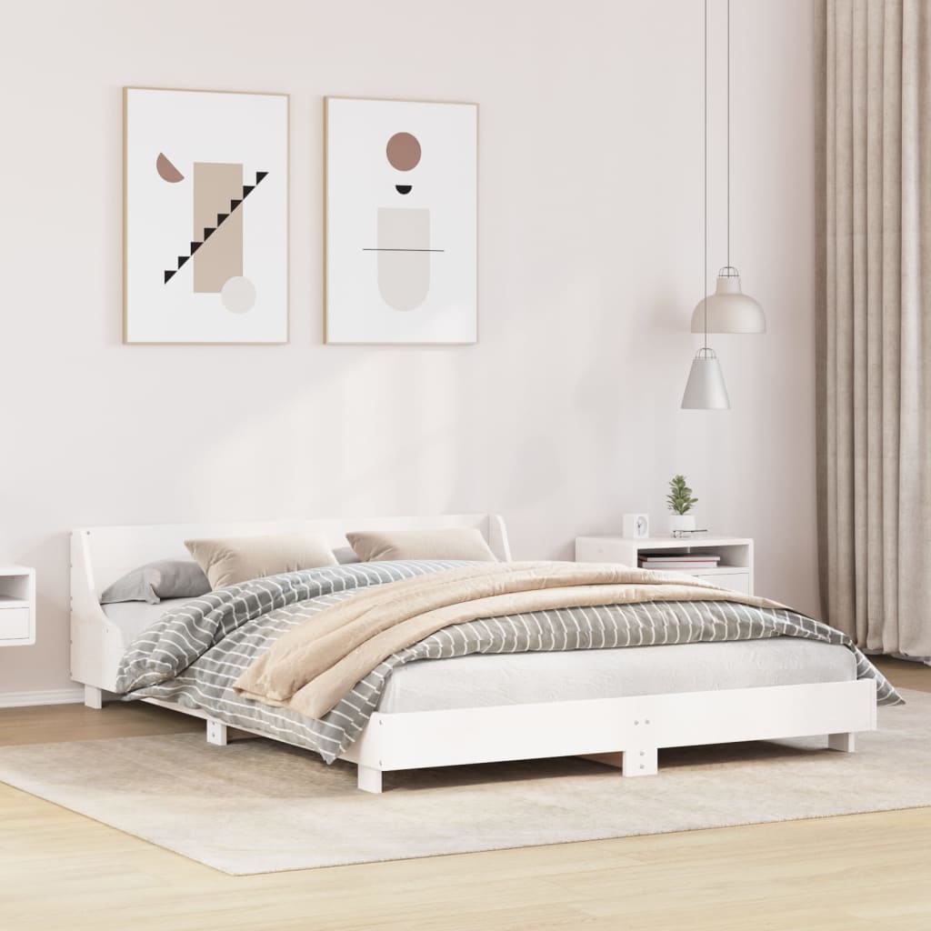 vidaXL Letto senza Materasso Bianco 150x200 cm Legno Massello di Pino