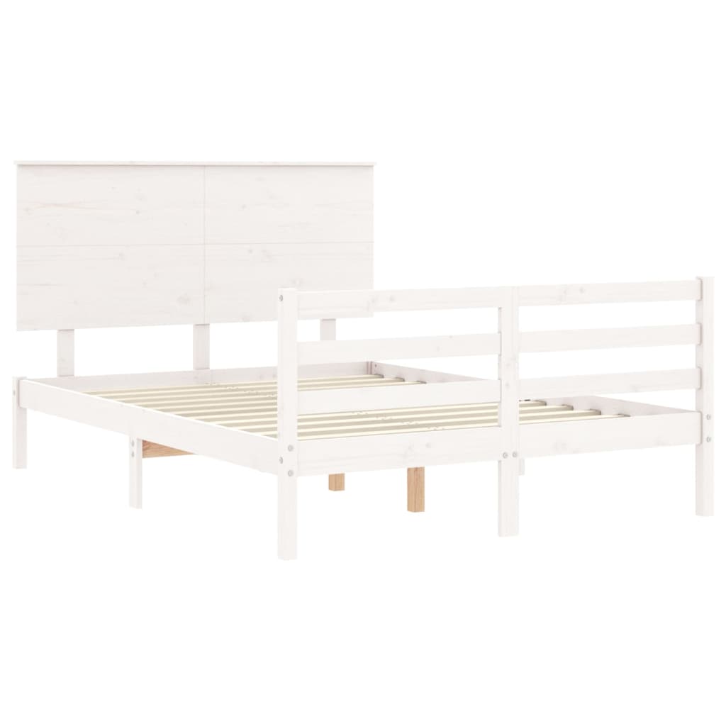 vidaXL Giroletto con Testiera Bianco Small Double Legno Massello