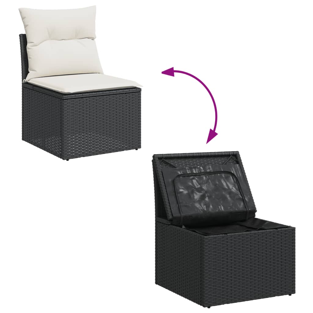 vidaXL Set Divani da Giardino 12 pz con Cuscini Nero in Polyrattan