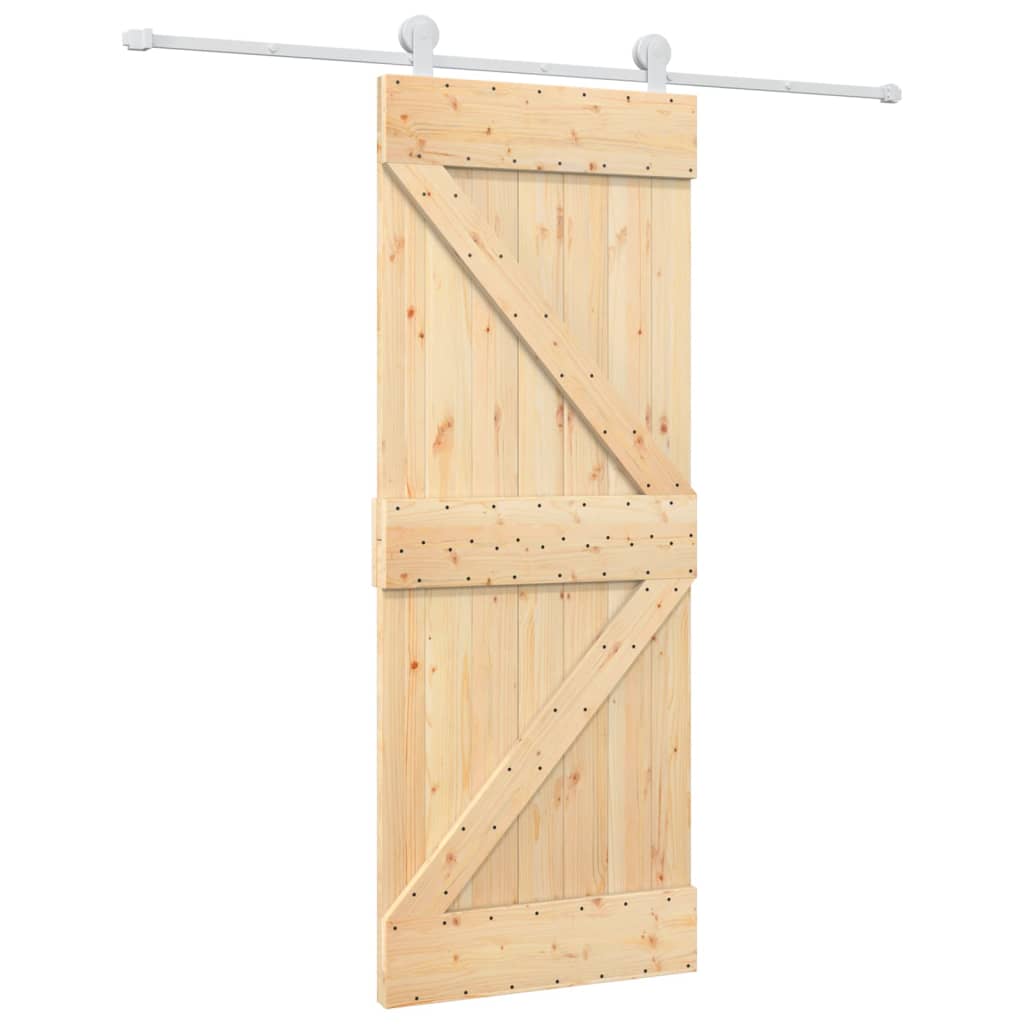 vidaXL Porta Scorrevole con Set Hardware 80x210 cm Legno Massello Pino