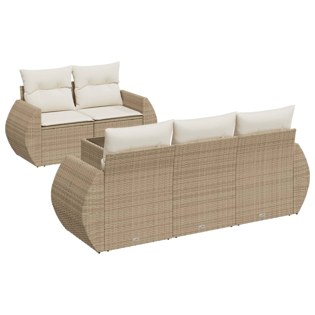 vidaXL Set Divano da Giardino 6 pz con Cuscini Beige in Polyrattan