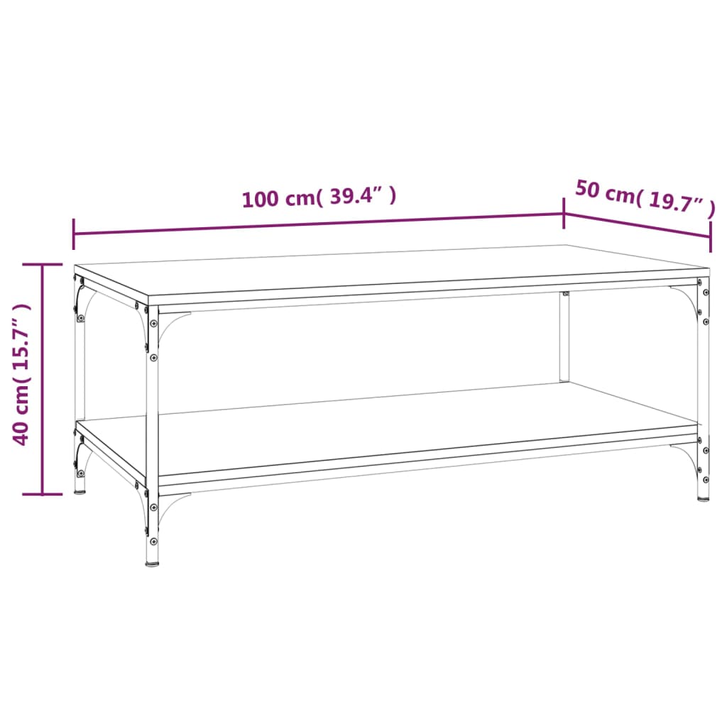 vidaXL Tavolino da Salotto grigio sonoma 100x50x40cm Legno Multistrato