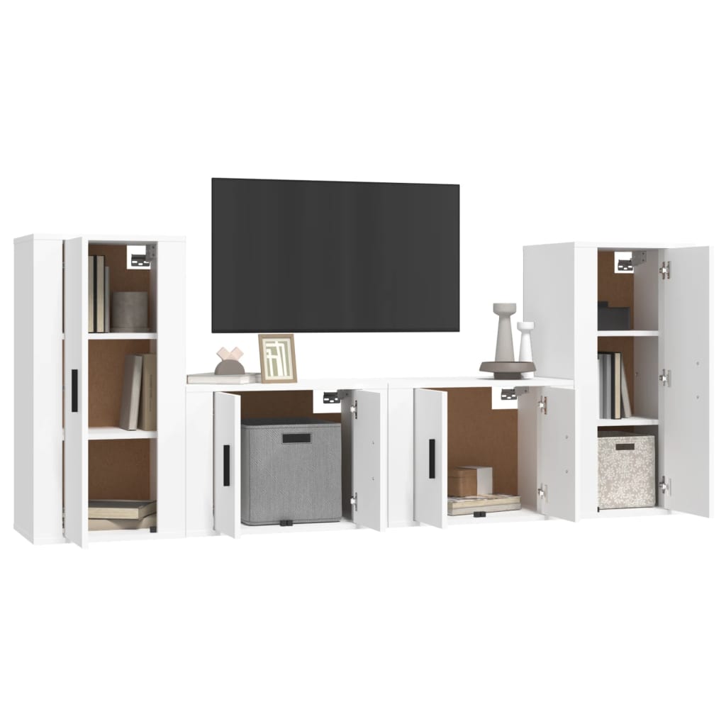 vidaXL Set di Mobili Porta TV 4 pz Bianco in Legno Multistrato