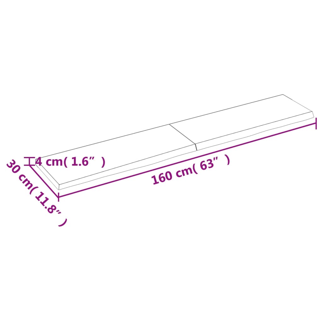 vidaXL Piano Bagno Marrone Scuro 160x30x(2-4)cm Legno Trattato