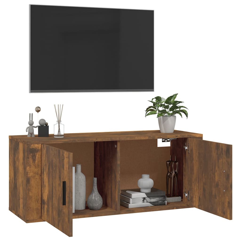 vidaXL Mobile Porta TV a Parete rovere fumo 100x34,5x40 cm