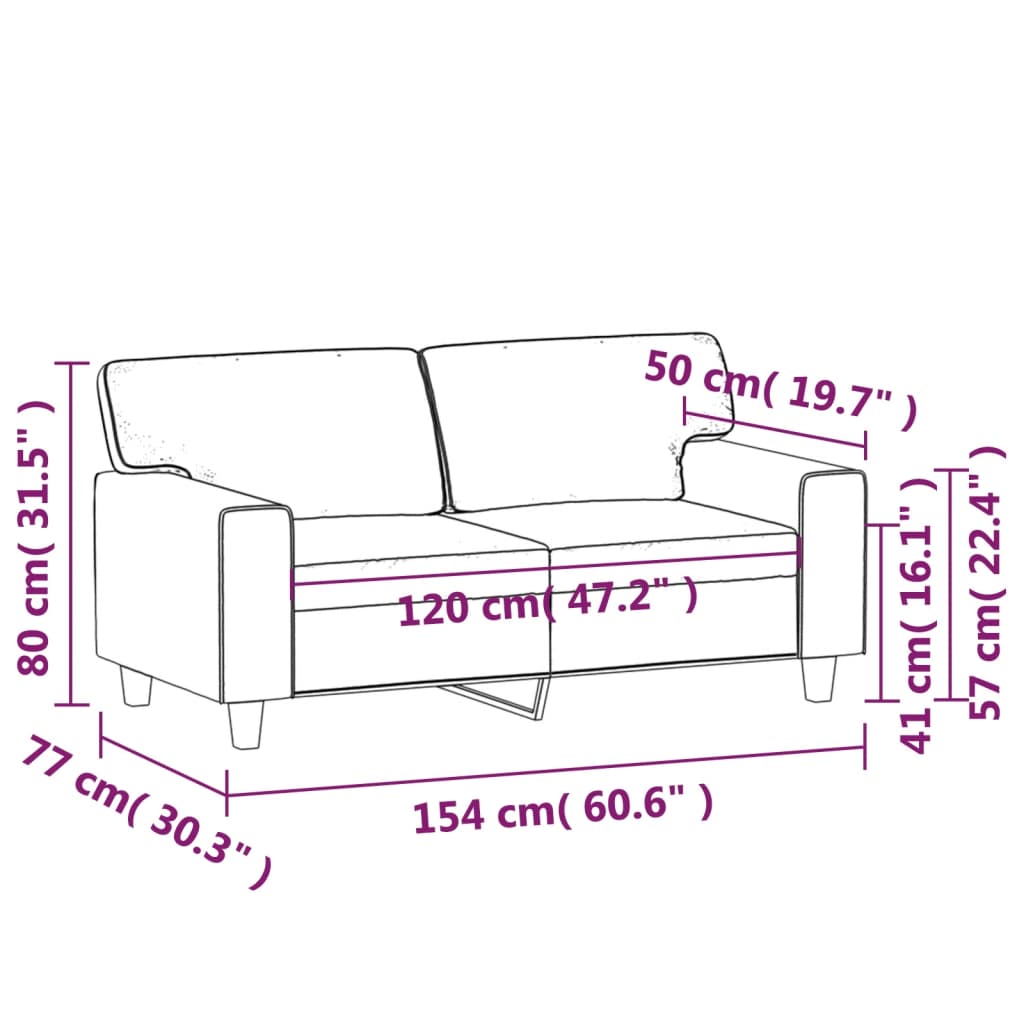 vidaXL Divano a 2 Posti Nero 120 cm in Similpelle