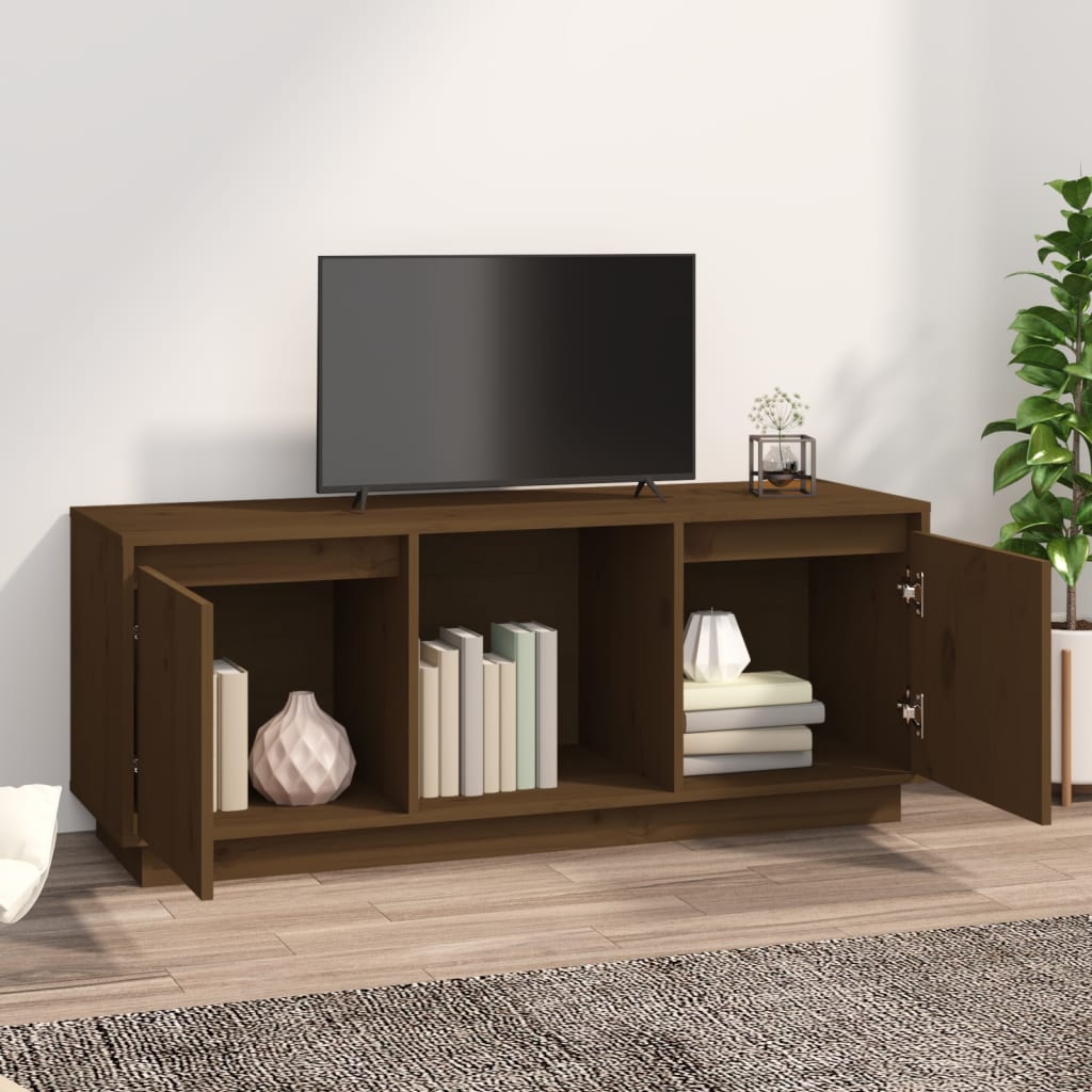 vidaXL Mobile Porta TV Ambra 110,5x35x44 cm in Legno Massello di Pino