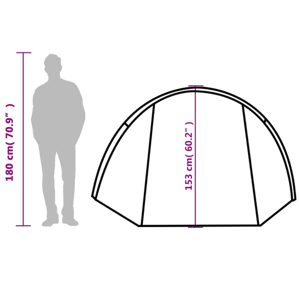 vidaXL Tenda da Campeggio a Tunnel per 4 Persone Grigio e Arancione