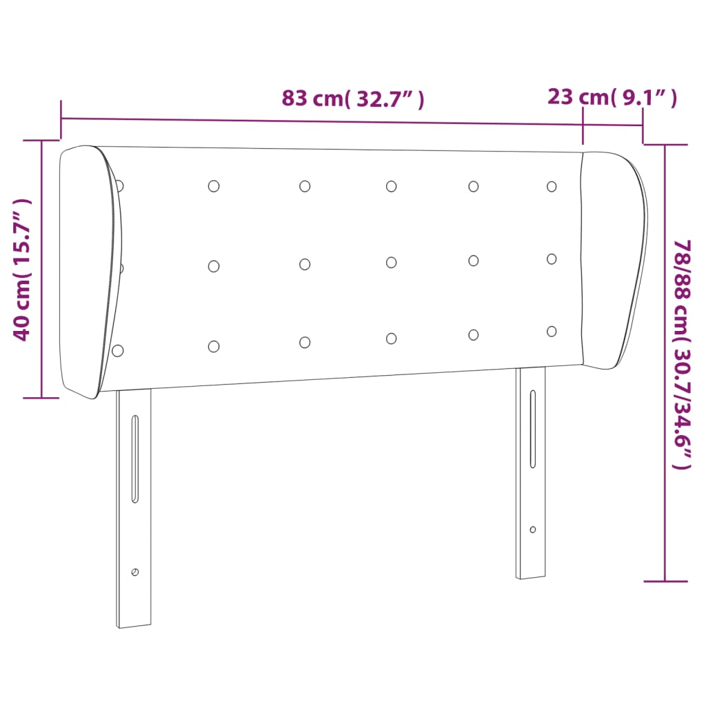 vidaXL Testiera ad Orecchio Nera 83 x 23 x 78/88 cm in Similpelle