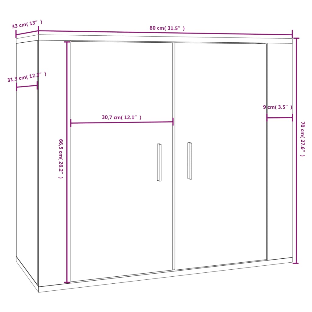 vidaXL Credenza Rovere Fumo 80x33x70 cm in Legno Multistrato