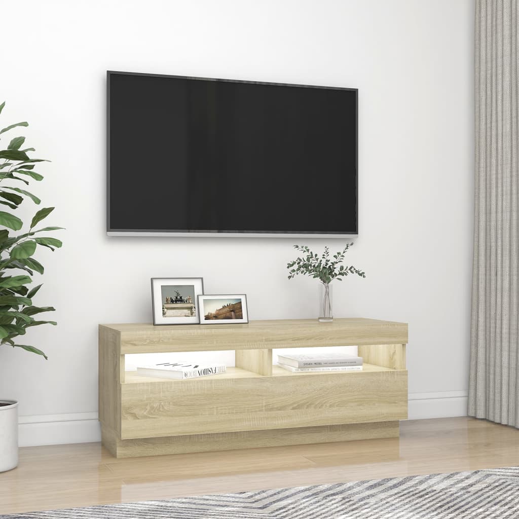 vidaXL Mobile Porta TV con Luci LED Rovere Sonoma 100x35x40 cm