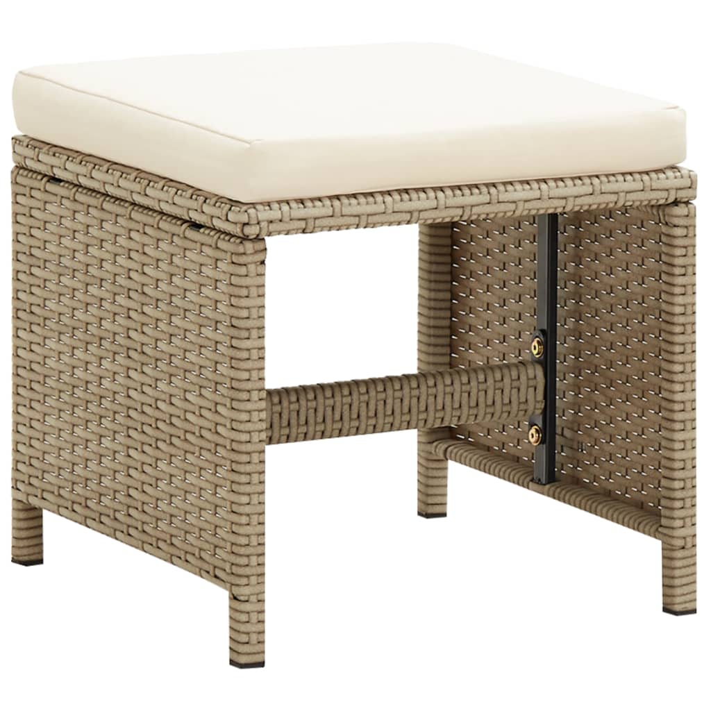 vidaXL Sgabelli da Giardino 4 pz con Cuscini in Polyrattan Beige