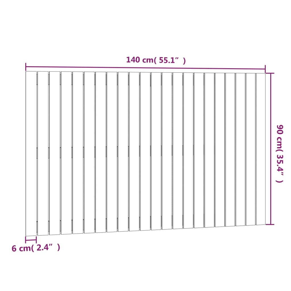 vidaXL Testiera da Parete Ambra 140x3x90 cm in Legno Massello di Pino