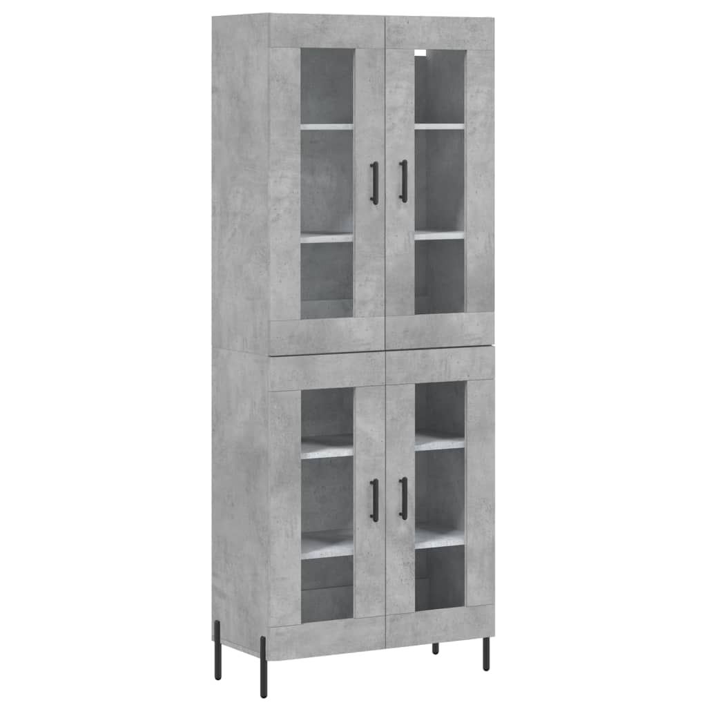 vidaXL Credenza Grigio Cemento 69,5x34x180 cm in Legno Multistrato