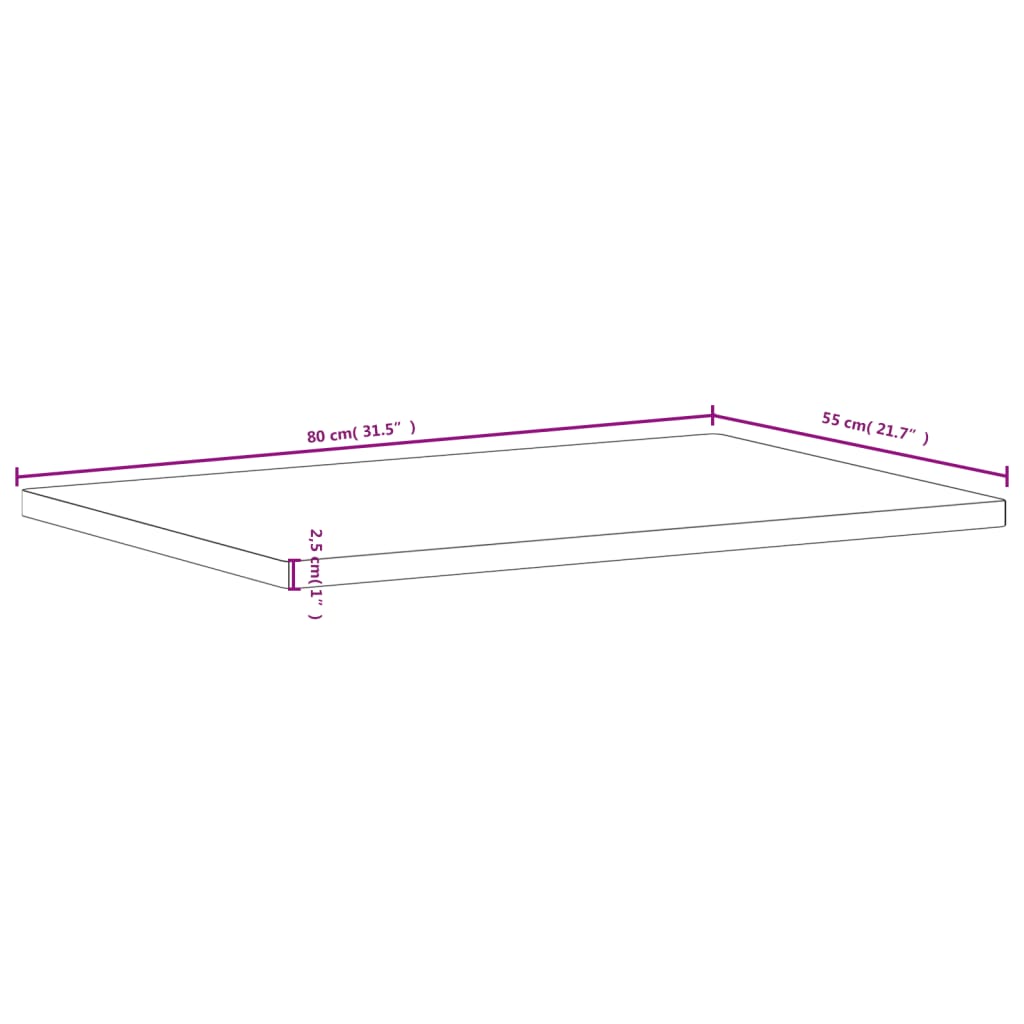 vidaXL Piano Scrivania 80x55x2,5 cm in Legno Massello di Faggio