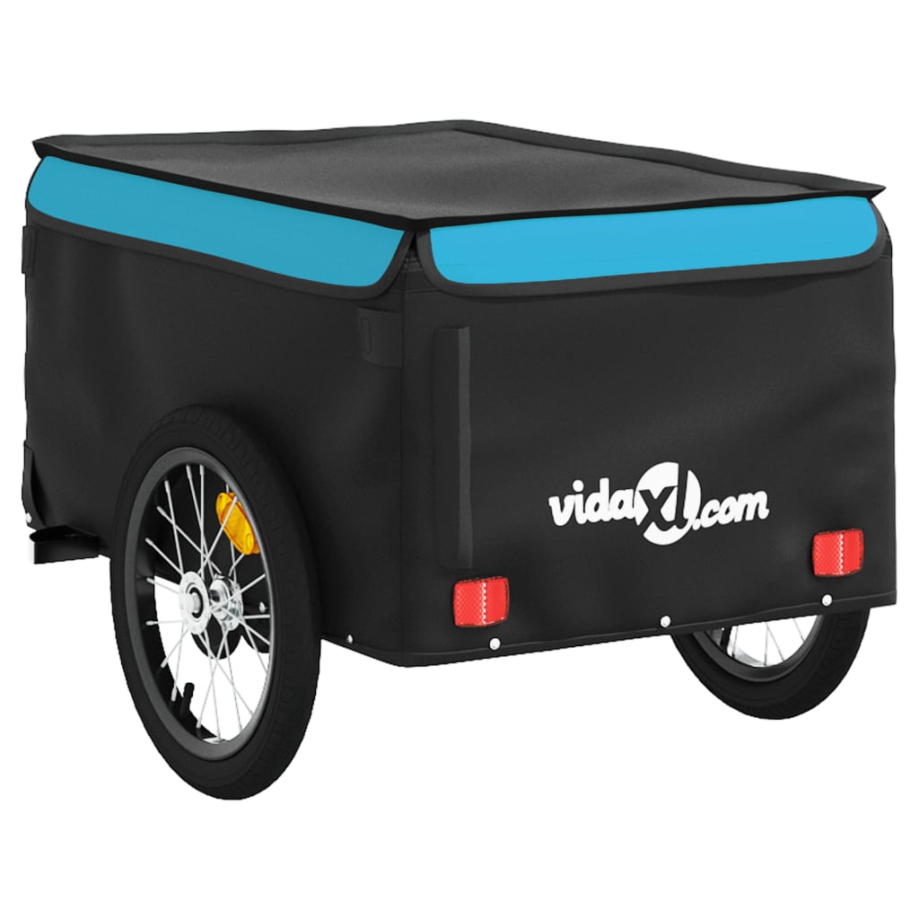 vidaXL Rimorchio da Bici Nero e Blu 45 kg in Ferro