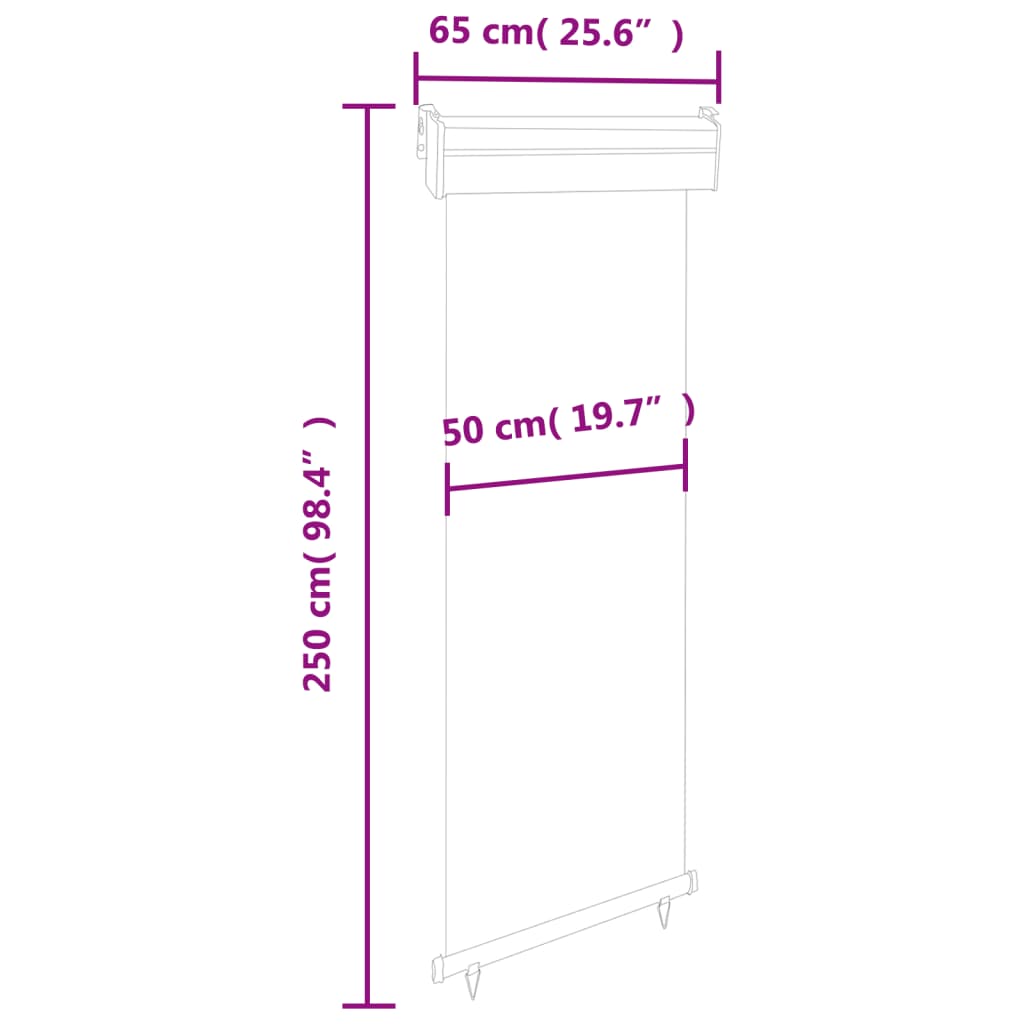 vidaXL Tendalino Laterale per Balcone 65x250 cm Grigio