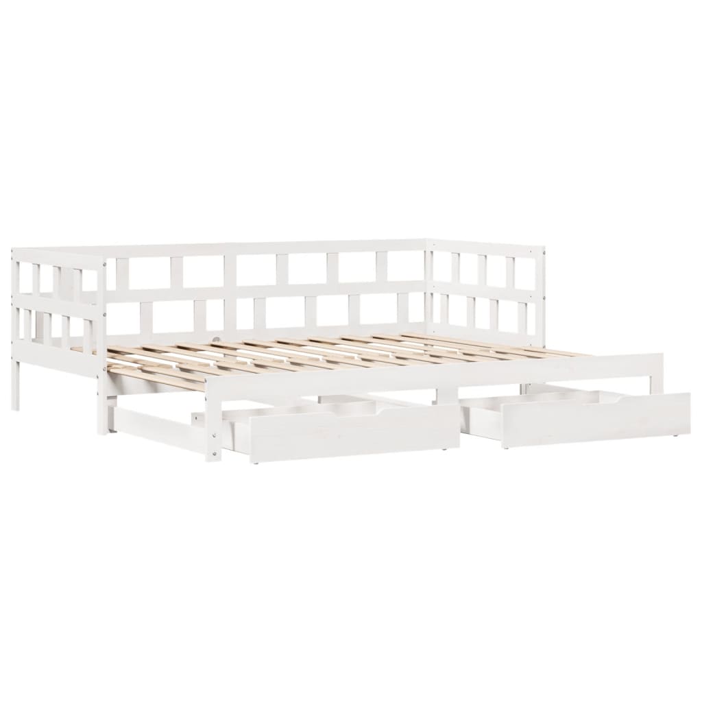 vidaXL Dormeuse Letto Estraibile e Cassetti Bianca 80x200cm Legno Pino