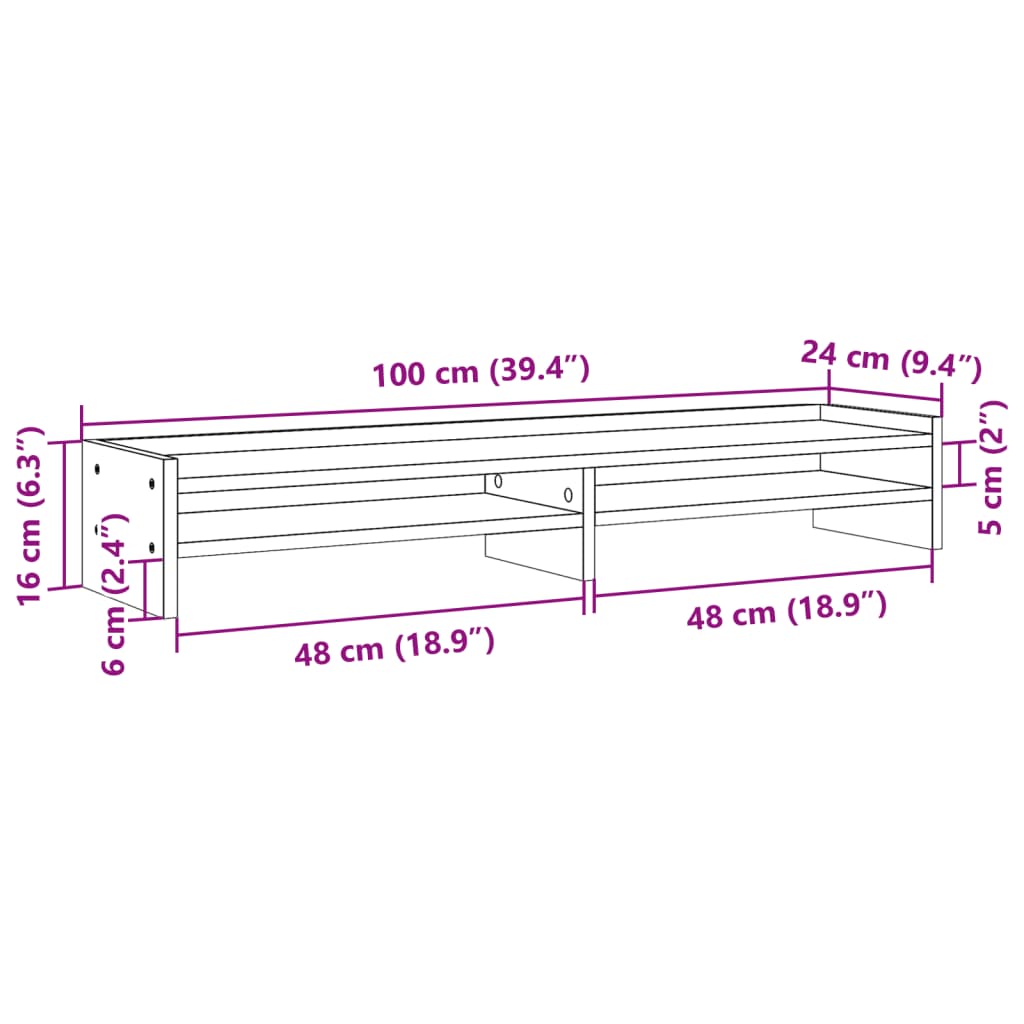 vidaXL Supporto Monitor Rovere Marrone 100x24x16 cm Legno Multistrato