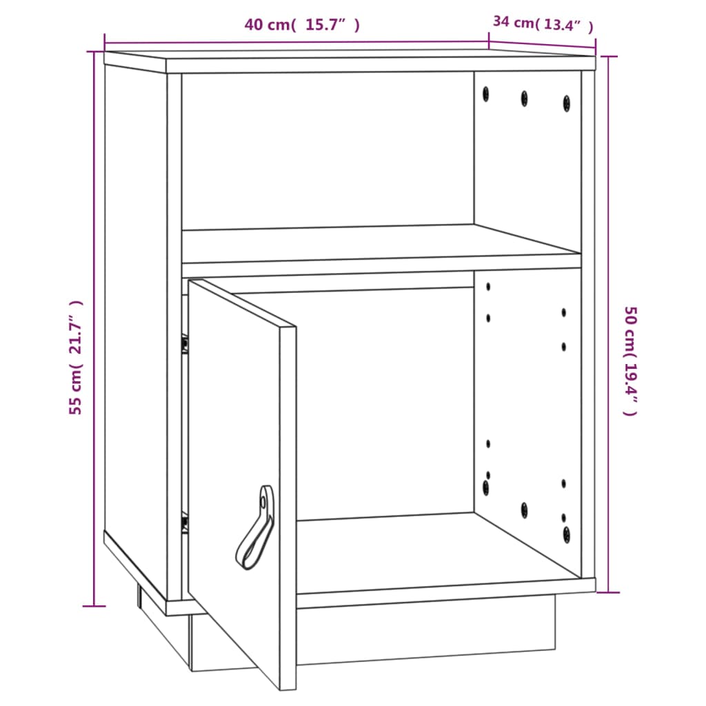 vidaXL Comodini Ambrati 2 pz 40x34x55 cm in Legno Massello di Pino