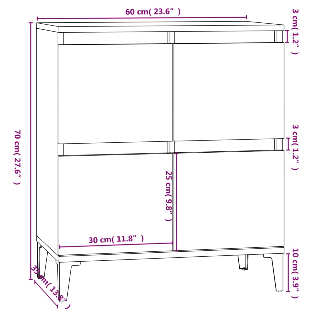 vidaXL Credenza Grigio Cemento 60x35x70 cm in Legno Multistrato