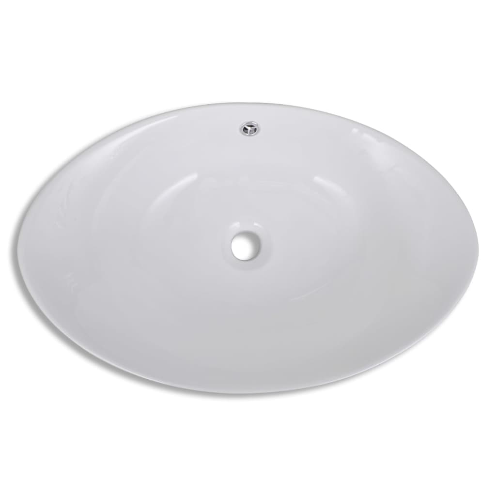 vidaXL Lavello Ovale in Ceramica di Lusso con Troppopieno 59 x 38,5 cm