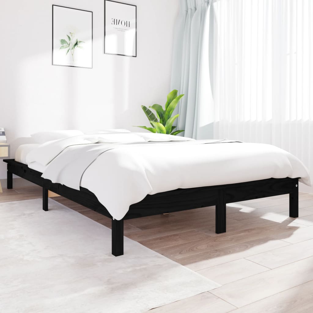 vidaXL Giroletto Nero 180x200 cm Super King in Legno Massello di Pino