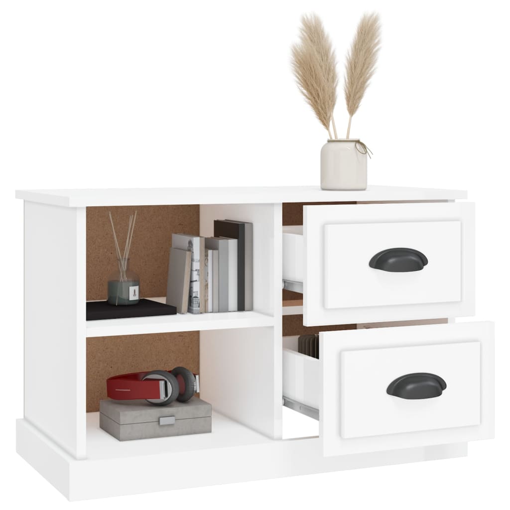 vidaXL Mobile Porta TV Bianco Lucido 73x35,5x47,5 cm Legno Multistrato