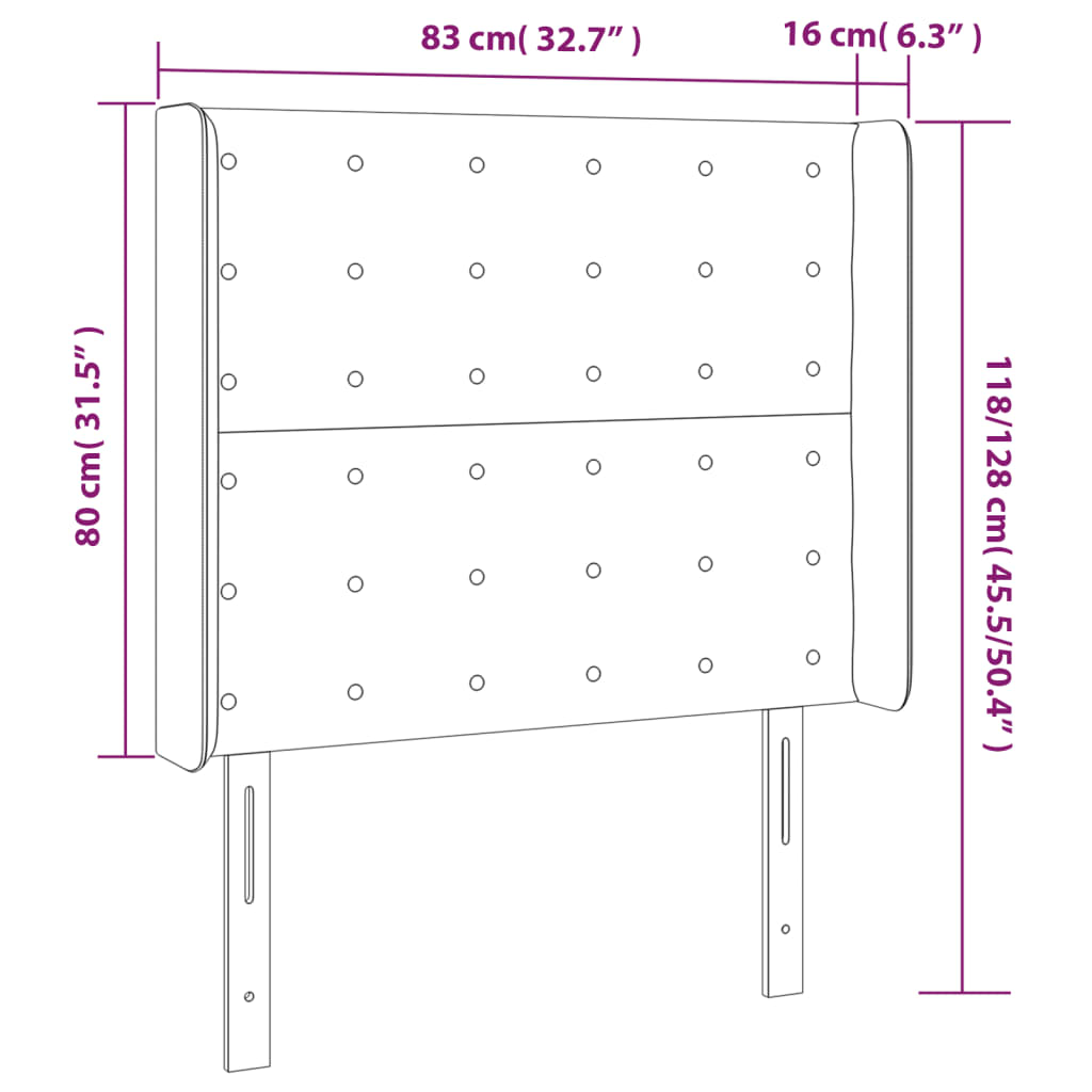 vidaXL Testiera a LED Grigio Scuro 83x16x118/128 cm in Velluto