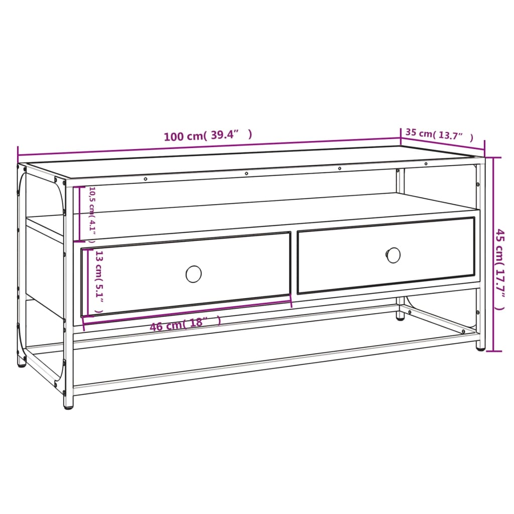 vidaXL Mobile Porta TV Nero 100x35x45 cm in Legno Multistrato