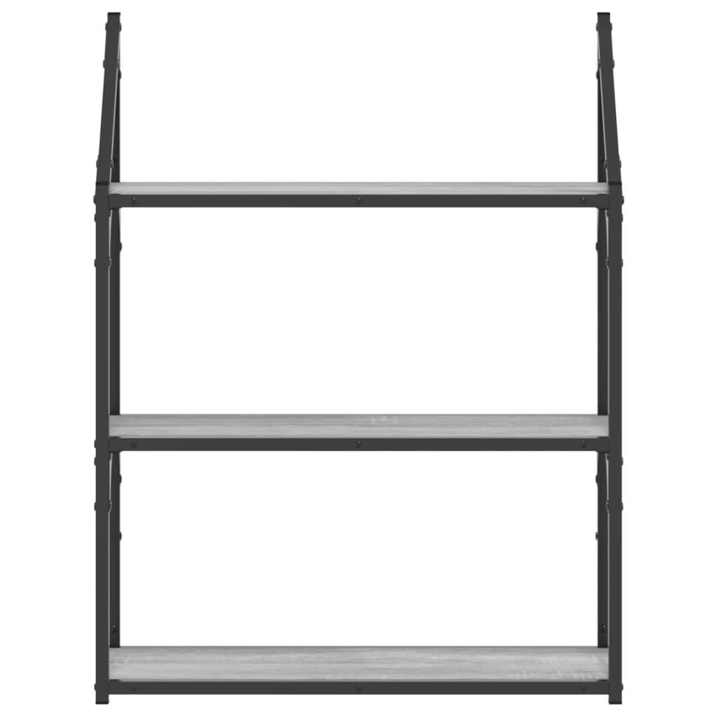 vidaXL Scaffale Parete 3Ripiani Grigio Sonoma 60x21x78,5cm Multistrato