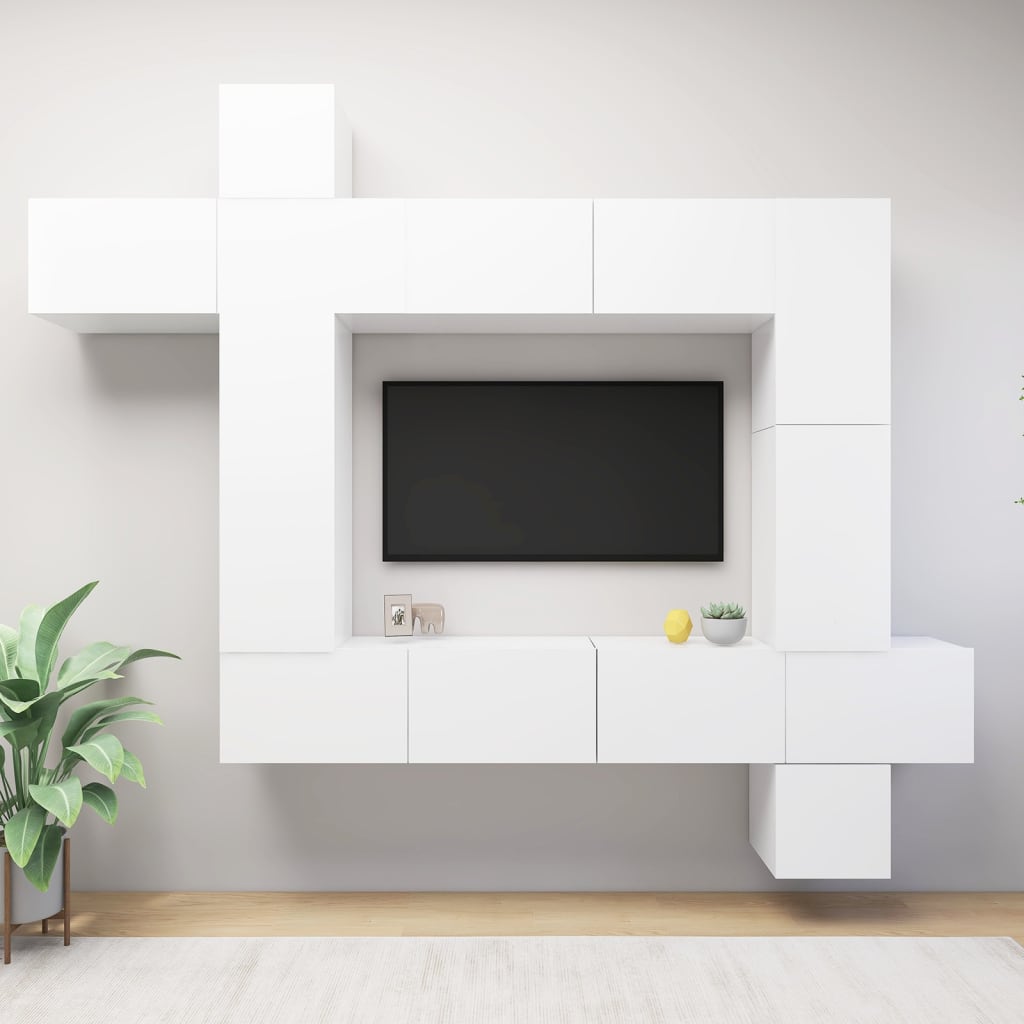 vidaXL Set Mobili Porta TV 9 pz Bianco in Legno Multistrato