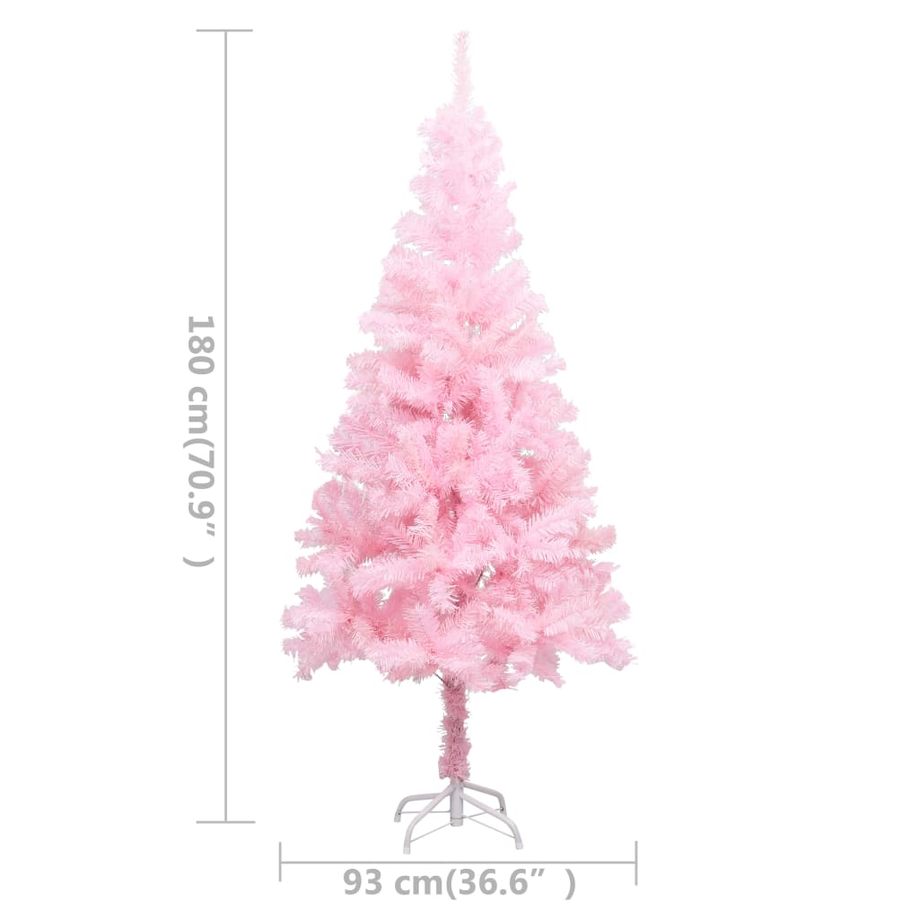 vidaXL Albero di Natale Preilluminato con Palline Rosa 180 cm PVC