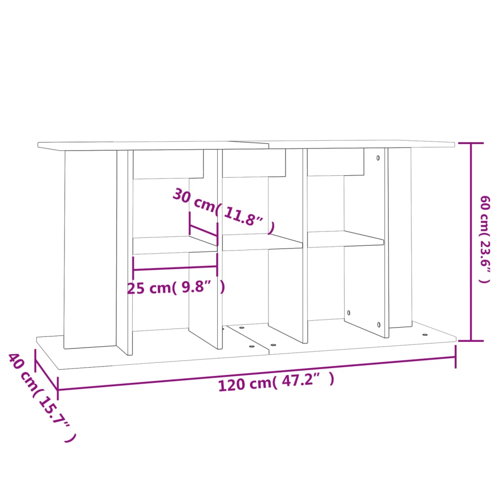 vidaXL Supporto Acquario 120x40x60 cm Legno Multistrato Grigio Sonoma