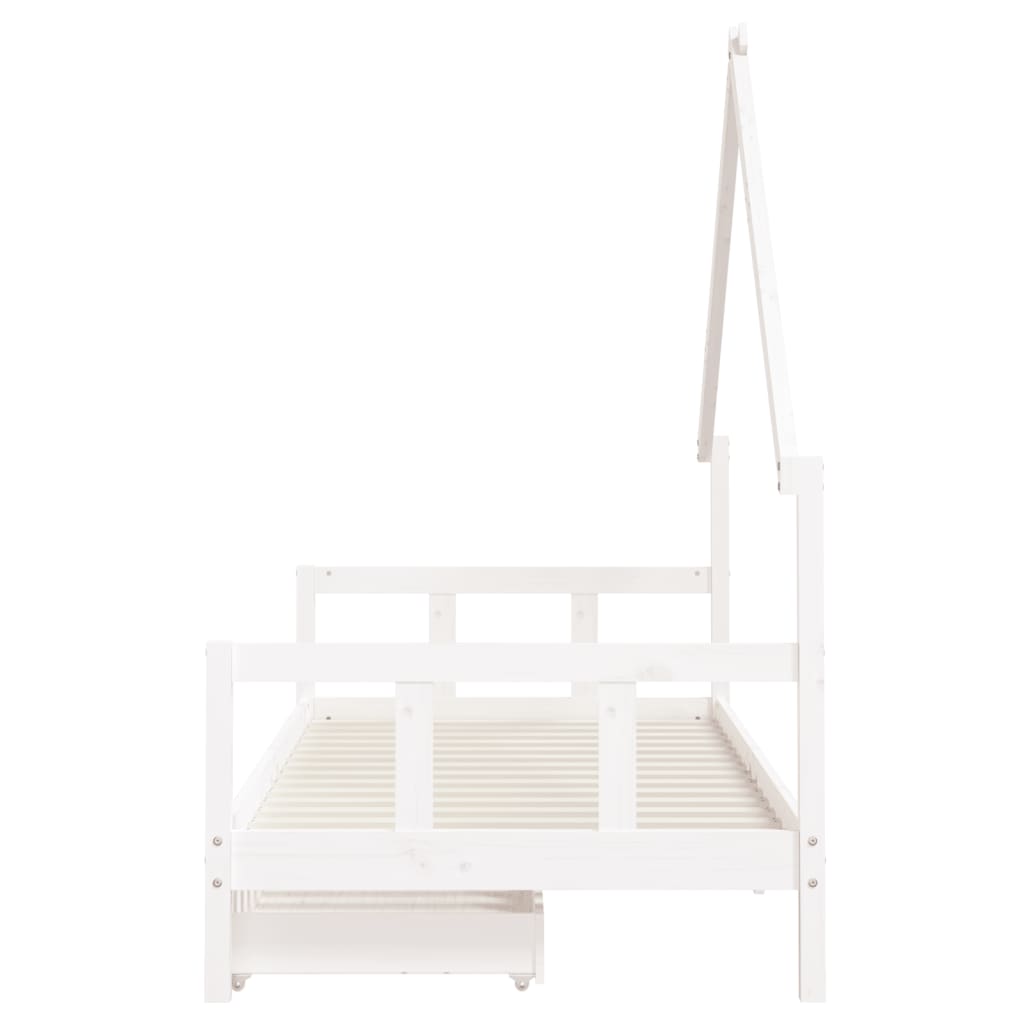 vidaXL Giroletto Bambini con Cassetti Bianco 90x200cm Massello di Pino