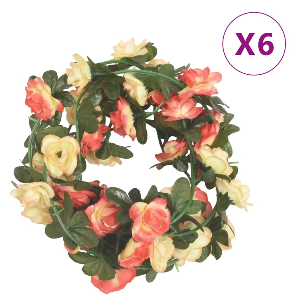 vidaXL Ghirlande Fiori Artificiali Natale 6 pz Rosé e Champagne 240 cm