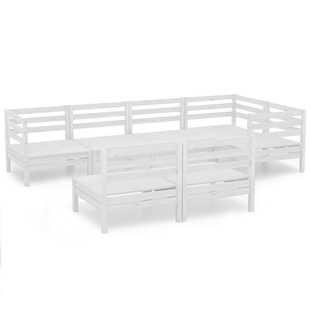 vidaXL Set Salotto da Giardino 7 pz in Legno Massello di Pino Bianco