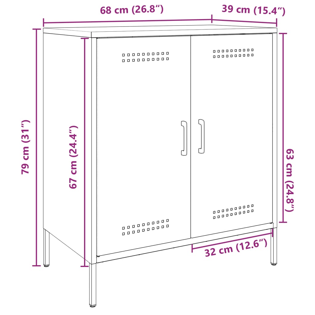 vidaXL Credenza Giallo Senape 68x39x79 cm in Acciaio