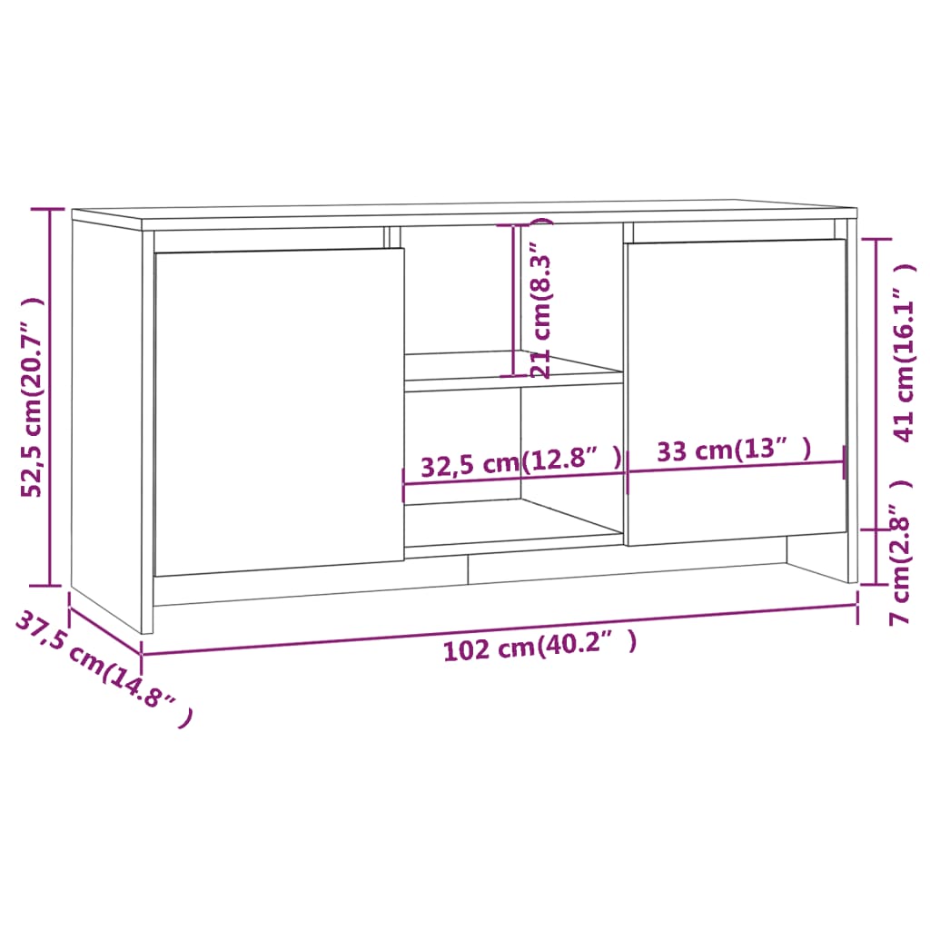 vidaXL Mobile Porta TV Rovere Sonoma 102x37,5x52,5 cm in Truciolato